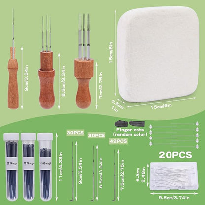 OEHPICC 128 Pcs Needle Felting Tools, 6×6 Inch Wool Felting Pad, Felting Tools - Image 3