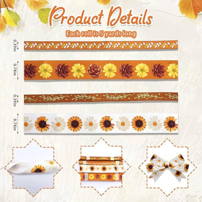 4 PCS Thanksgiving Fall Ribbons - Image 2