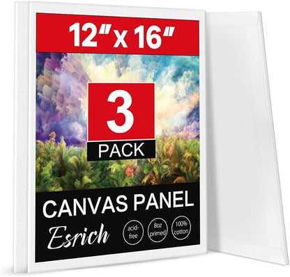 ESRICH Canvas Boards for Painting 12x16 Inch, 3 Pack Canvas for Painting Cotton by ESRICH
