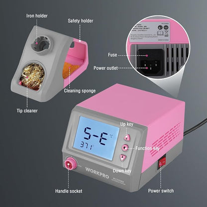 WORKPRO Soldering Station, 60W Soldering Iron Kit Digital Display, 5 Extra Iron - Image 3