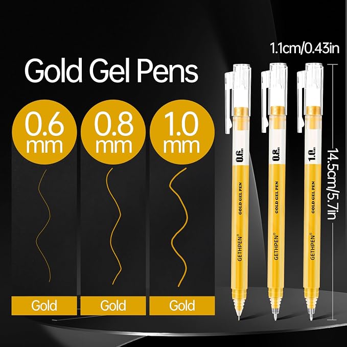 Gold Gel Pens 3-Pack - Image 2