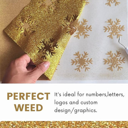 Gold Glitter HTV Heat Transfer Vinyl Bundle 8 sheets-12 x12 Iron on Vinyl - Image 2