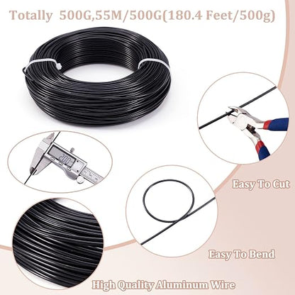 Fashewelry 180 Feet 12 Gauge Aluminum Wire Black Bendable Metal Craft Wire - Image 4