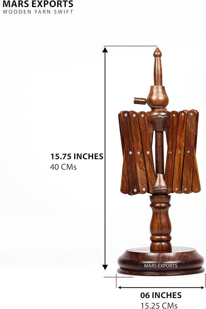 Wooden Yarn Winder for Knitting and Crocheting, Rosewood Swift Hand Operated - Image 6