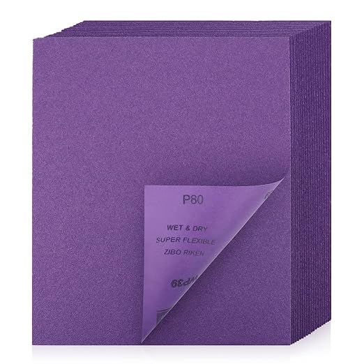 Sandpaper 80 Grit 20 PCS, Wet Dry Sanding Sheets 9 x 11 Inch, Automotive Sanding by POLIWELL