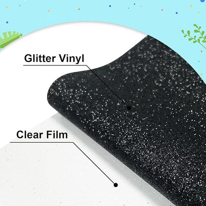 Black Glitter HTV Heat Transfer Vinyl 12" x6FT Glitter Vinyl - Image 2