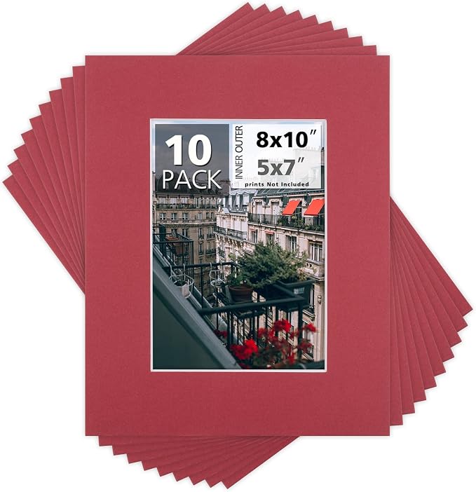 Mat Board Center, 8x10 for 5x7 China Red Color Mats by MatBoardCenter