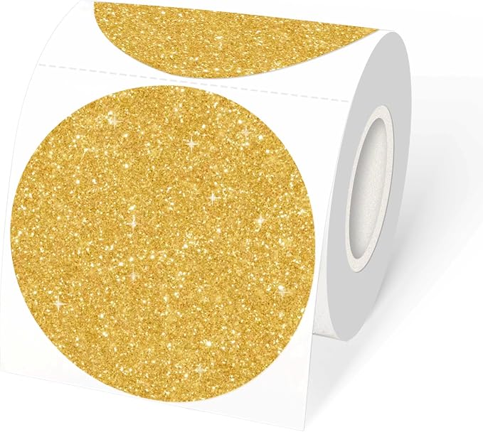 3" Holographic Direct Thermal Label Stickers, Round Printable Rainbow Glitter by Unknown