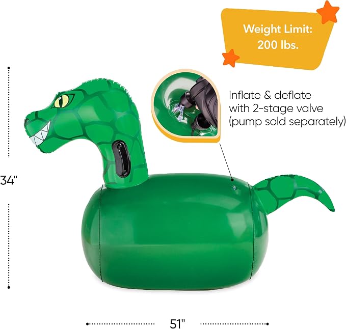 Hearthsong Hop N Go Inflatable Dino Riding Bouncy Hopping Toys - Image 3