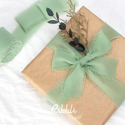 Ribbli Sage Green Chiffon Ribbon - Image 4