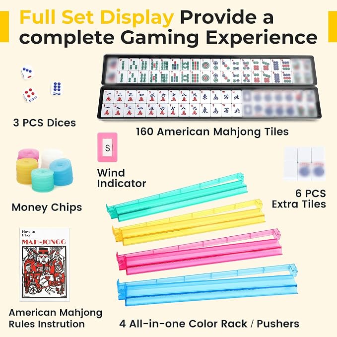 Mahjong Tile Set, 166 White Tiles Mahjong Set, Travel Mahjong Set - Image 3