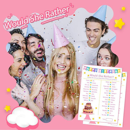 Birthday Girl Party Game-Would She Rather-20 Birthday Game Card Set- Girl - Image 5