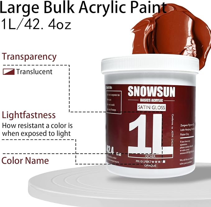 SNOWSUN Ochre Acrylic Paints, Large Bulk Heavy Body Acrylic Paint - Image 3