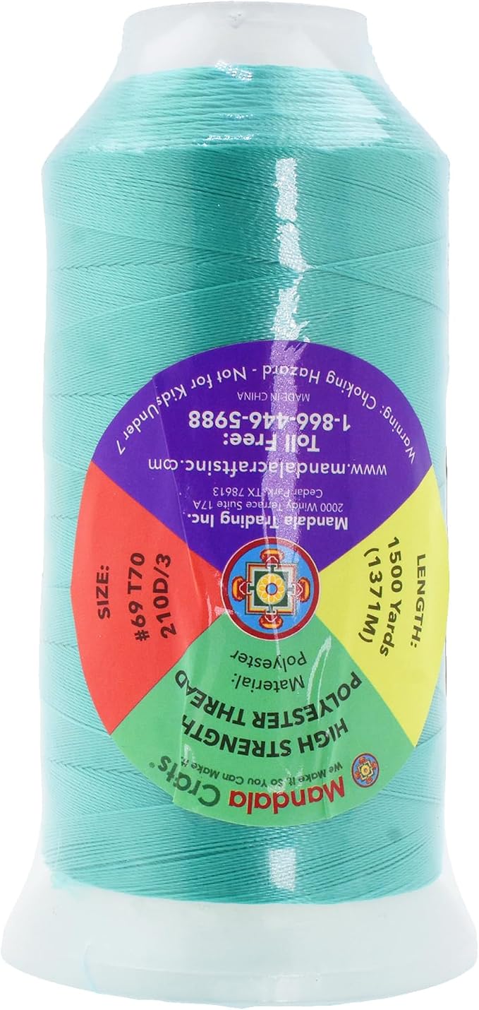Mandala Crafts Turquoise Heavy Duty Thread -1500 Yds Tex 70 Thread - Image 3