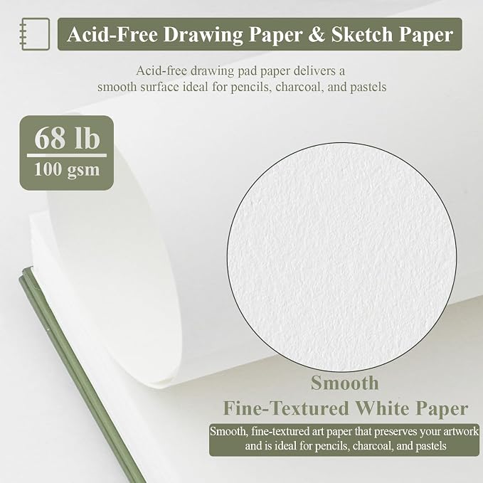 SuFly Small Sketch Book 5.5"x8.5", Spiral Bound Sketchbook Hardcover - Image 3