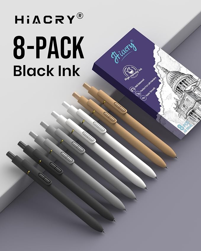 8 Pcs Gel Pens - 0.7mm Fine Point Smooth Writing Black Ink, Quick-Dry Long - Image 8