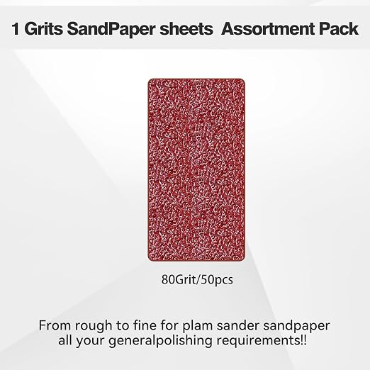 1/4 Sandpaper Sheet – 4-1/2” x 5-1/2”, P80 Grit, Plain Backing - Image 3