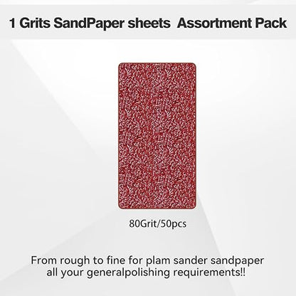 1/4 Sandpaper Sheet – 4-1/2” x 5-1/2”, P80 Grit, Plain Backing - Image 3