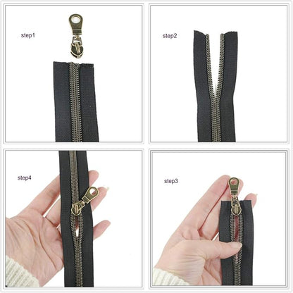 Leekayer #5 Silver Metallic Nylon Coil Zippers by The Yard Bulk 10 Yards Black - Image 4