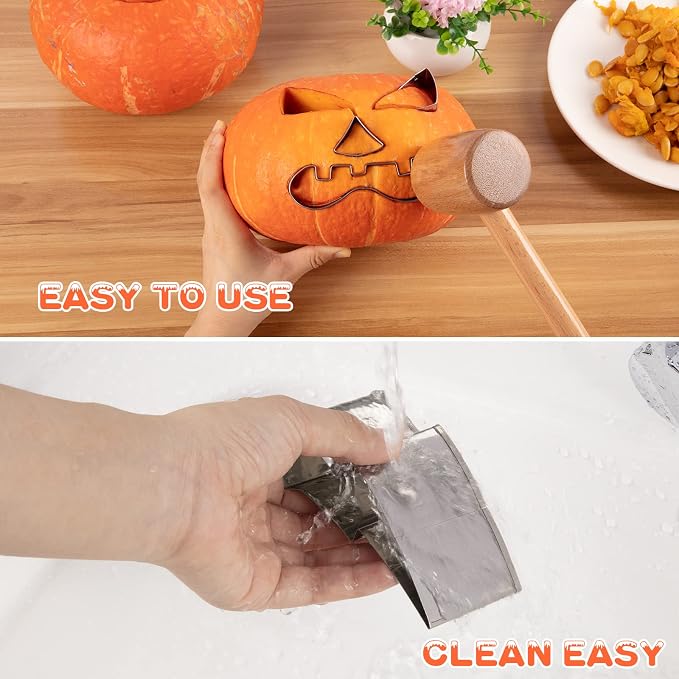 【With Hammer】Pumpkin Carving Kit Halloween, Safe and Easy Pumpkin Carving Set - Image 5