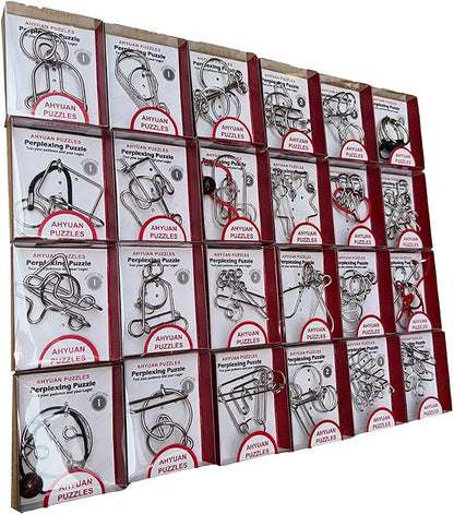 AHYUAN 24 Packs Large Metal Puzzles Brain Teaser IQ Wire Puzzles - Image 6