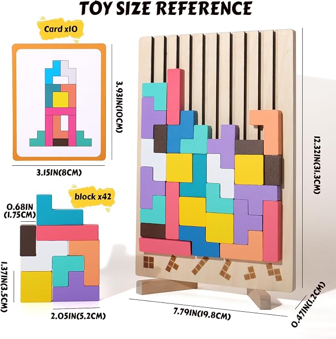 Wooden Russian Blocks Puzzle Brain Teasers Toy Tangram Jigsaw Puzzle - Image 6