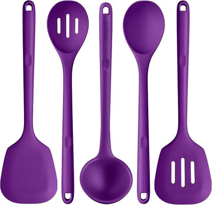 Silicone Kitchen Cooking Utensil Set: U-Taste 600ºF Heat Resistant 13.6in Extra by U-Taste