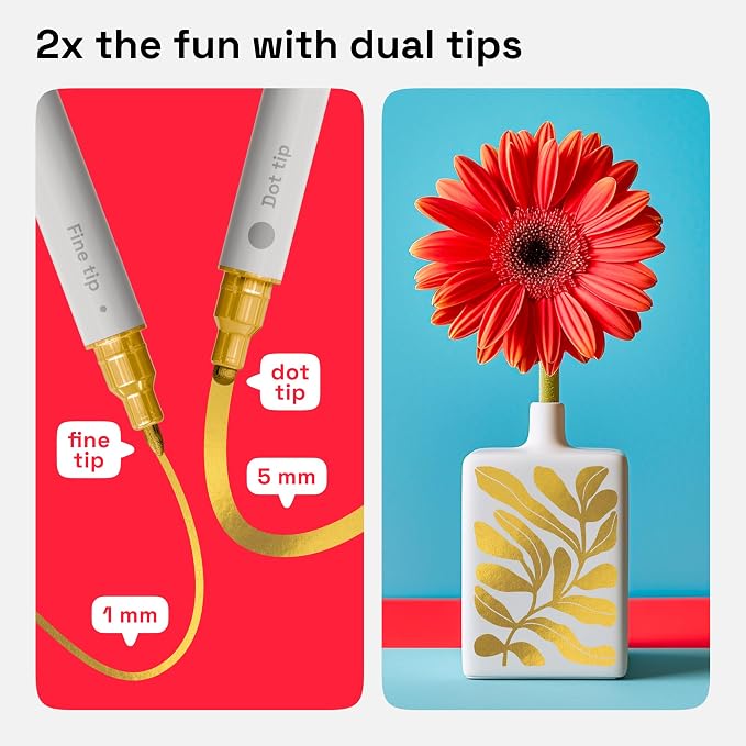 ARTISTRO 2 Gold Dual-Tip Acrylic Paint Pens - Image 4
