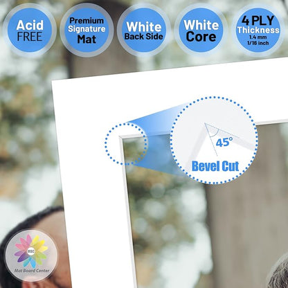 Mat Board Center, 16x20 for 12x16 White Photo Picture Mats - Image 3