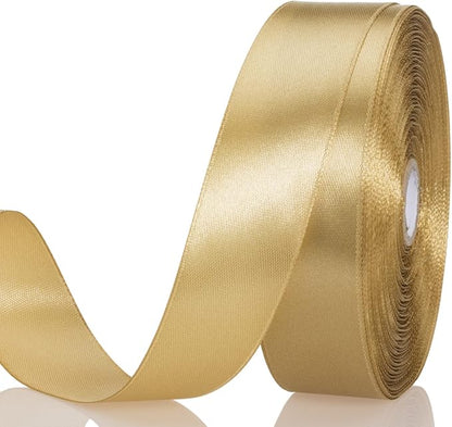 1 Inch Champaign Gold Solid Satin Ribbon, 50 Yards Craft Fabric Ribbon by YASEO