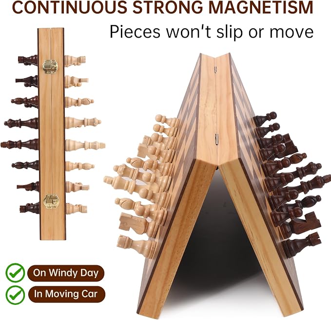 Wooden Chess Set with Folding Board - Image 3