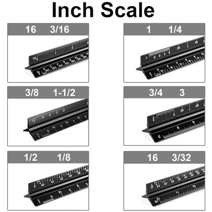 Architectural Scale Ruler, 12 Inch Aluminium Architect Scale Ruler, Imperial - Image 4