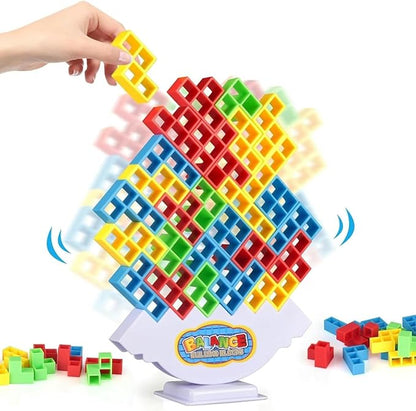 64 Pcs Tetra Tower Stack Game, Team Tower Tumble Giant Stacking Game, Balance by Gdaytao