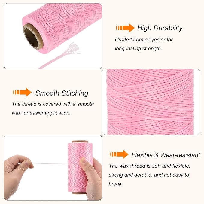 MECCANIXITY Waxed Thread, 284 Yard 0.8mm 150D Flat Wax Thread Polyester Waxed - Image 3