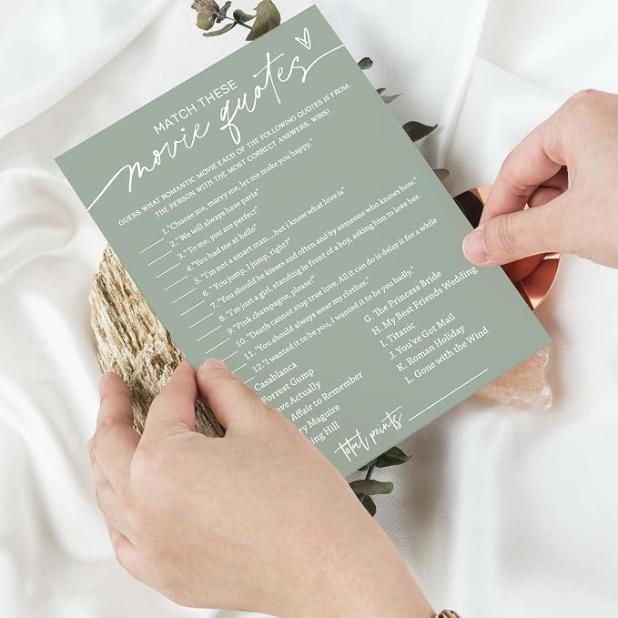 Bridal Shower Games Cards, Match These Movie Quotes, 25 Game Cards - Image 4