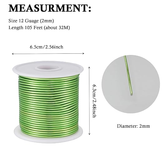 12 Gauge Light Green Aluminum Craft Wire - Image 3