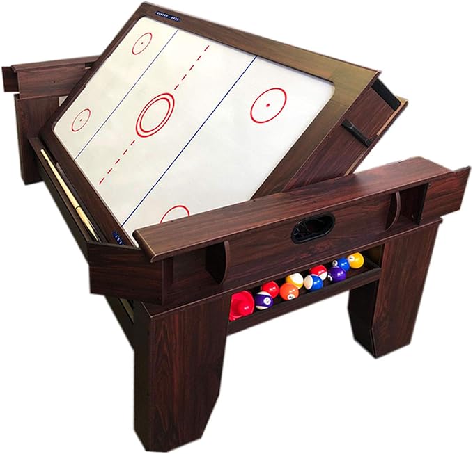 7ft Pool Table Air Hockey 2 in 1 Pool Table Red Felt - Image 5
