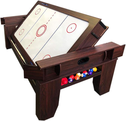 7ft Pool Table Air Hockey 2 in 1 Pool Table Red Felt - Image 5
