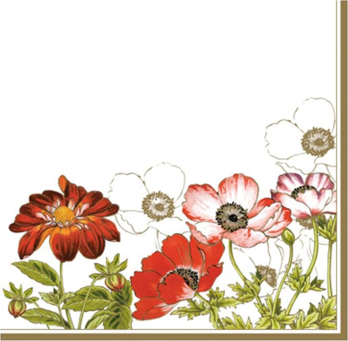 20-ct 13x13 Flowers Paper Luncheon Decoupage Napkins, 3-Ply Servilletas Printed by KeepUnique