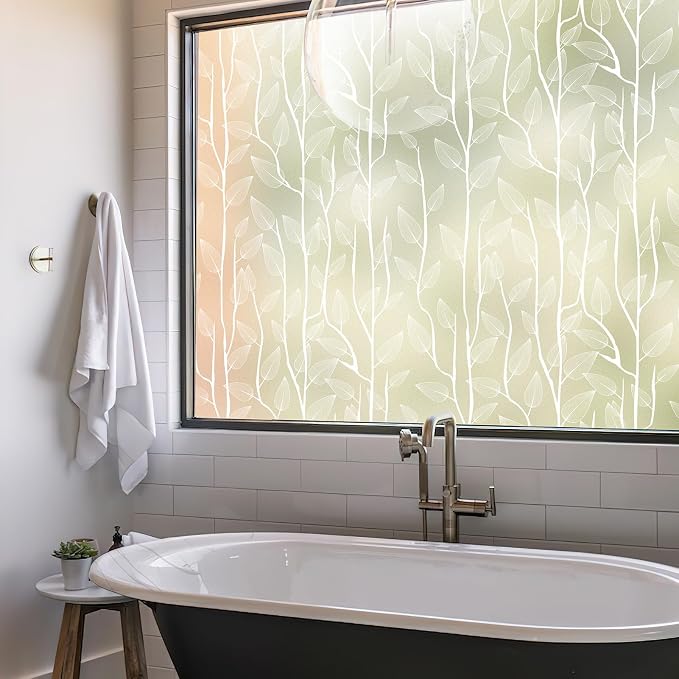 DKTIE Nordic Leaves Window Privacy Film Decorative Stained Glass Sun Blocking - Image 8