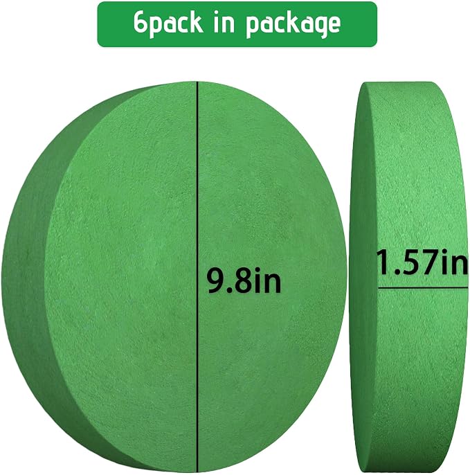Max Shape 6 Pcs Floral Foam Round Blocks, Large Wet and Dry Green Foam - Image 2