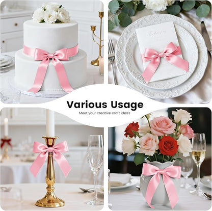 1-1/2 Inch 100 Yards Satin Ribbon Light Pink, Solid Color Fabric Ribbon - Image 6