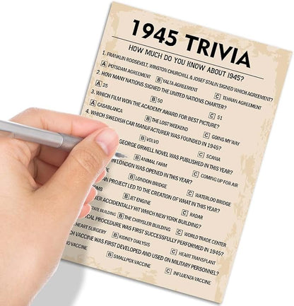 80th Birthday Party Games, 1945 Trivia Games, Birthday Party Supplies - Image 4