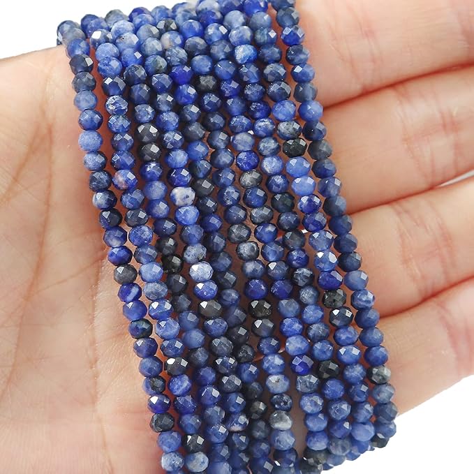 Natural Blue Sodalite Beads 4x2mm 120pcs Faceted Rondelle Loose Semi Gemstone - Image 3