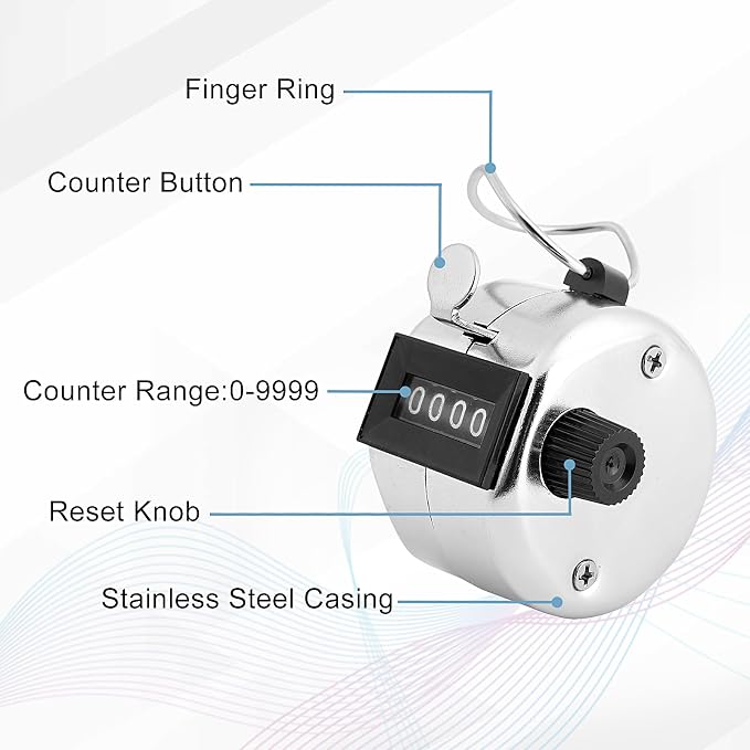 2 Pack Hand Tally Clicker Counter – 4 Digit Metal Mechanical Hand Counter - Image 3