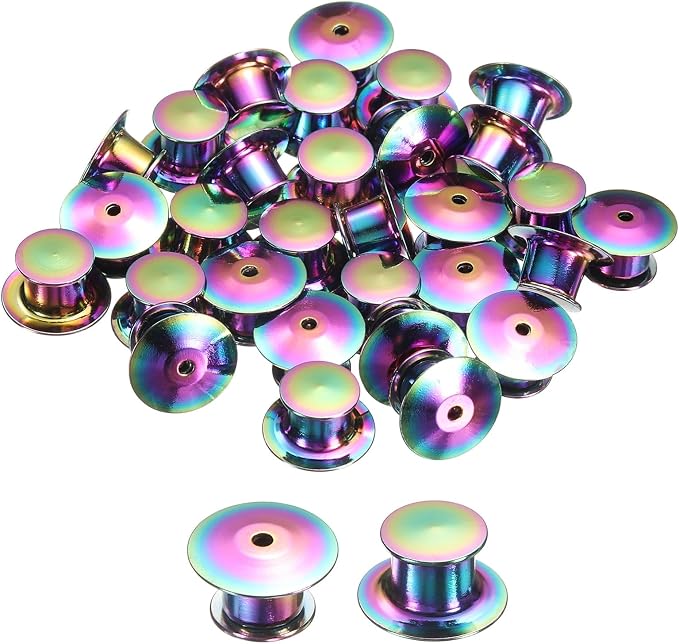 uxcell 30Pcs Metal Locking Pin Backs, Pin Keepers Locking Clasp Flat Head Clamp by uxcell
