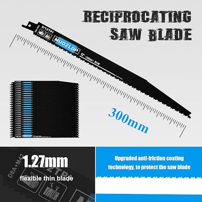 25 Pack 12 inch Reciprocating Saw Blades Set, 6/12 TPI High Carbon Saw Blades - Image 2