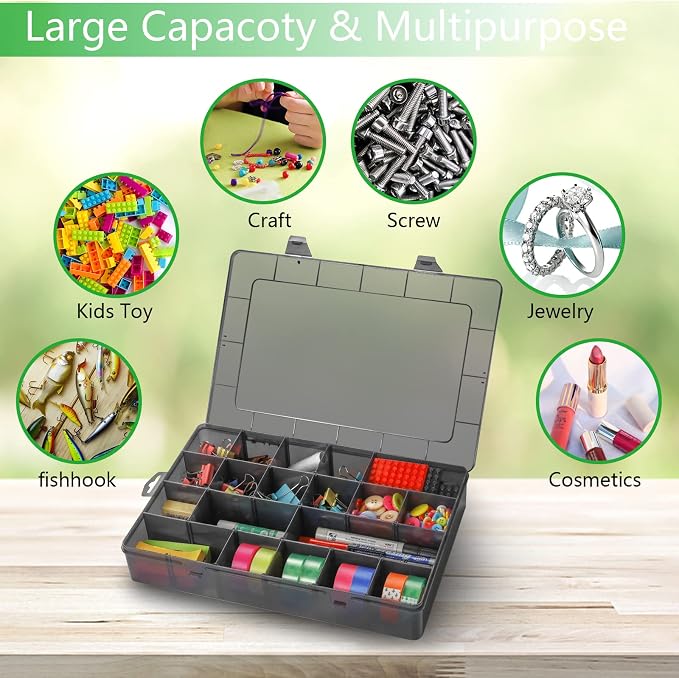 Large 24 Grids Plastic Organizer Box Adjustable Dividers, Art DIY Crafts - Image 4