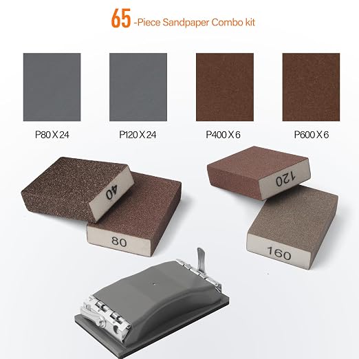 KENDO 65PCS Sand Paper Variety Pack Sandpaper 6 Grits Assorted - Image 2