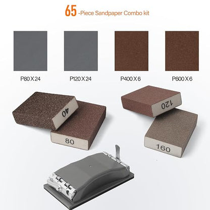KENDO 65PCS Sand Paper Variety Pack Sandpaper 6 Grits Assorted - Image 2